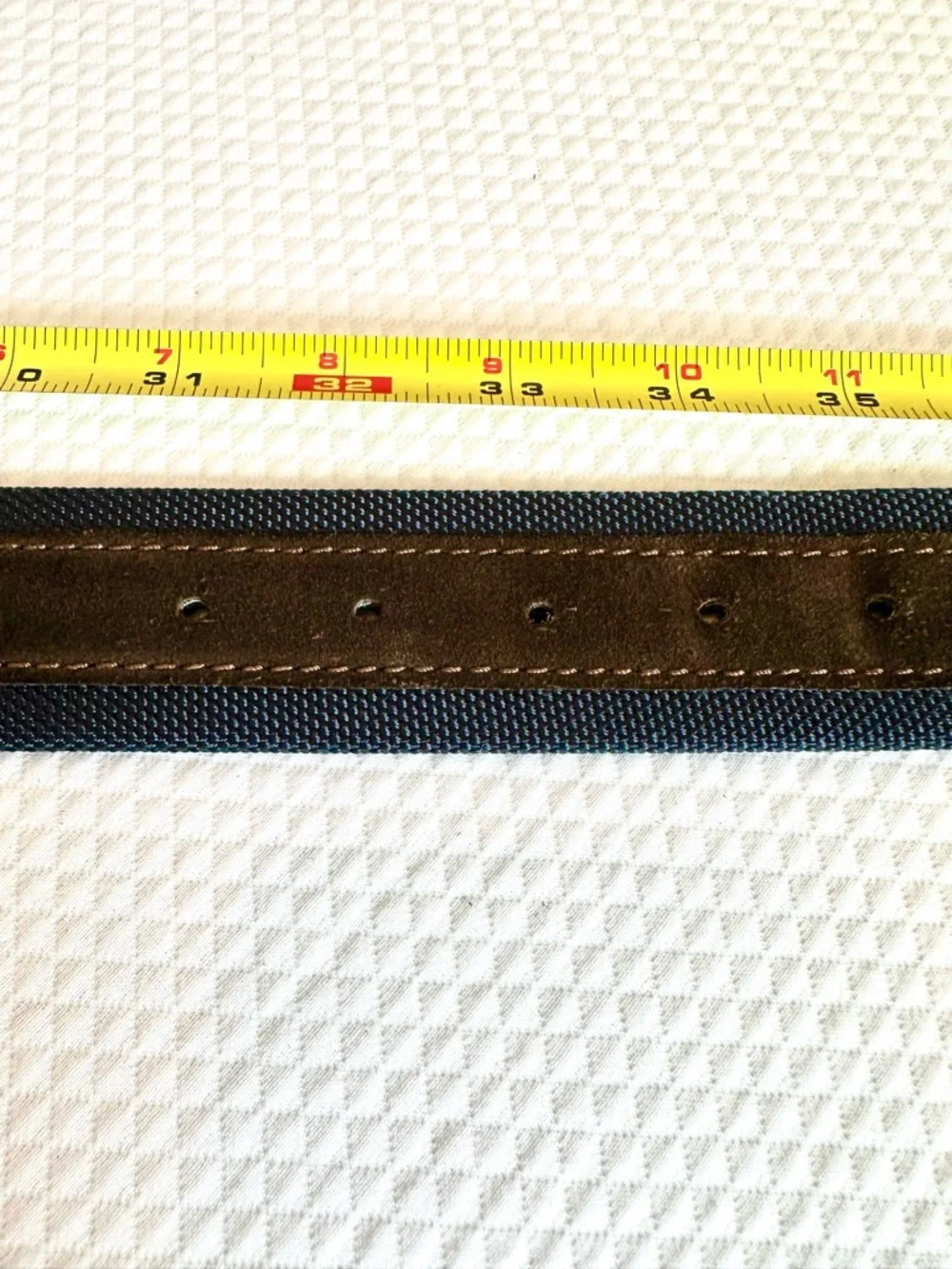Aponte Made in Italy Navy Canvas Belt with Dark Brown Suede & Silver Buckle
